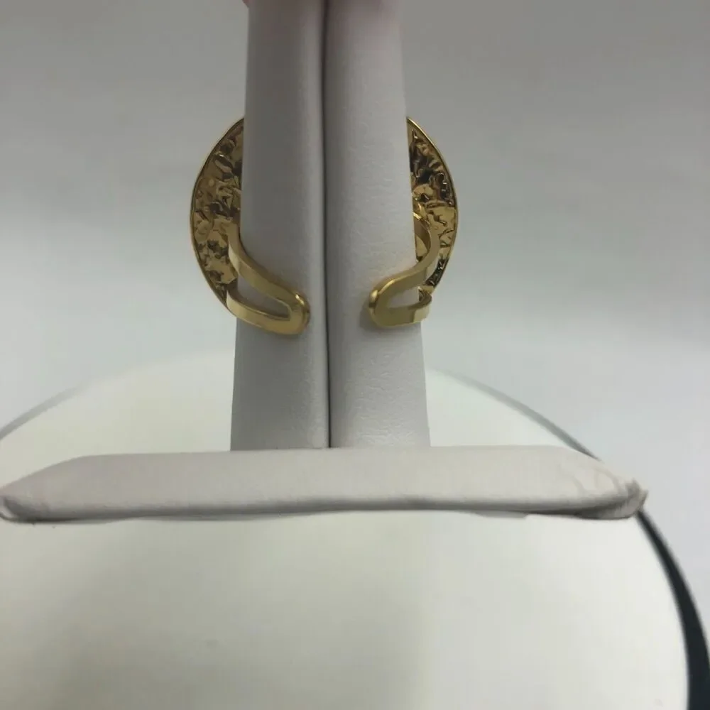 18K Gold Plated Womens Open Back Ring Textured Modern Fashion Jewelry Waterproof